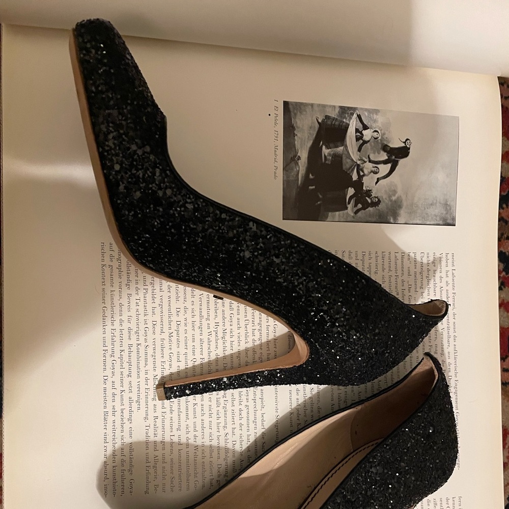 Jerome C Rousseau Black Glitter Pumps